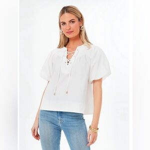 NWT Pomander Place White Tie Front Robbie Top XL